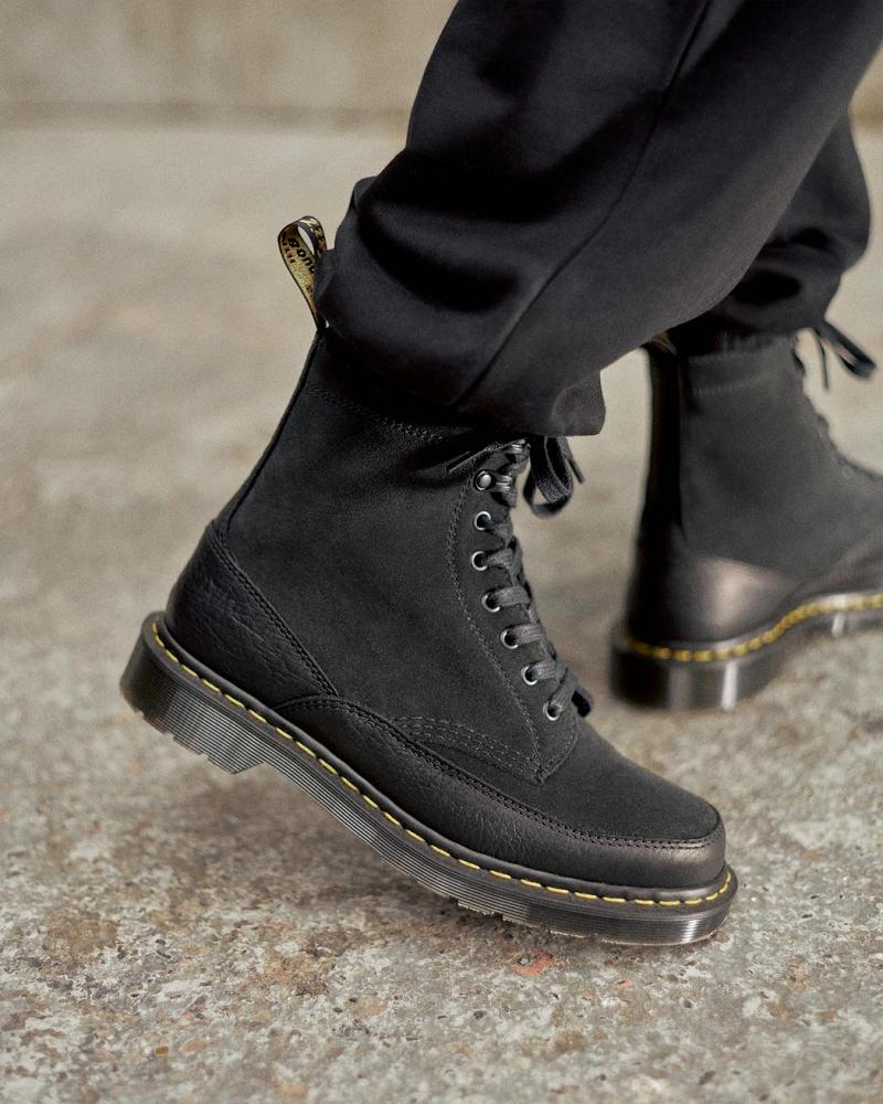 Dr Martens 1460 Guard Made in England Læder Snørestøvler Dame Sort | DK 163YXF